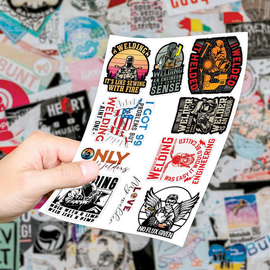 Welder Hard Hat Stickers: Blue Collar Welding Decals - Pack of 10