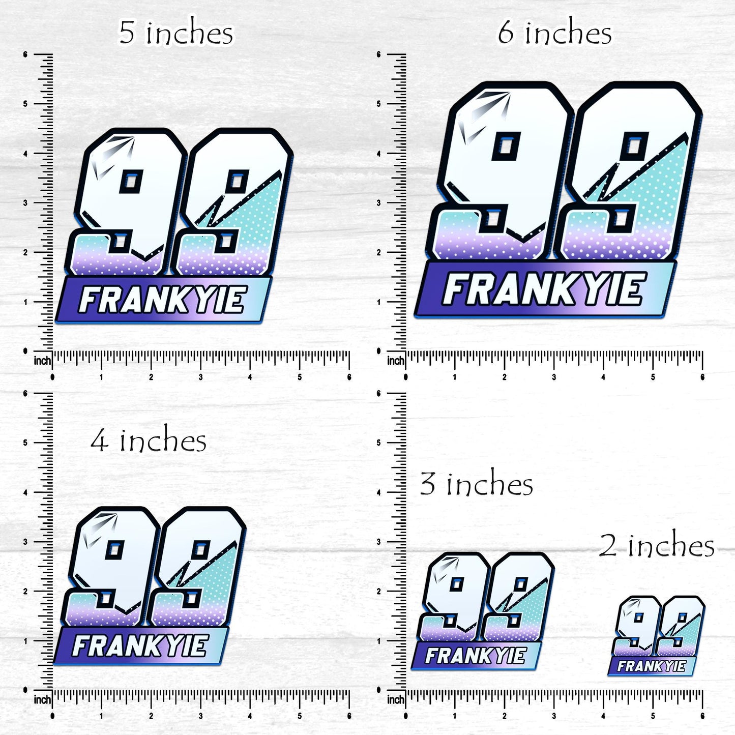 Personalized Racing Name Number Stickers: Waterproof Vinyl Decal