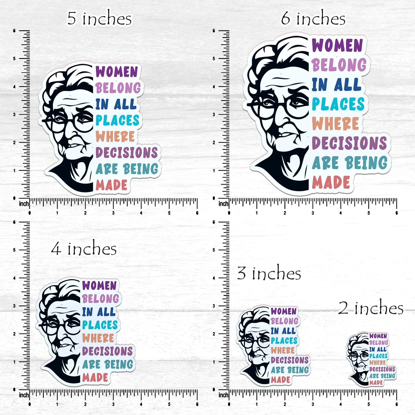 RBG Quote Sticker: Women Belong In All Places, Laptop Decal