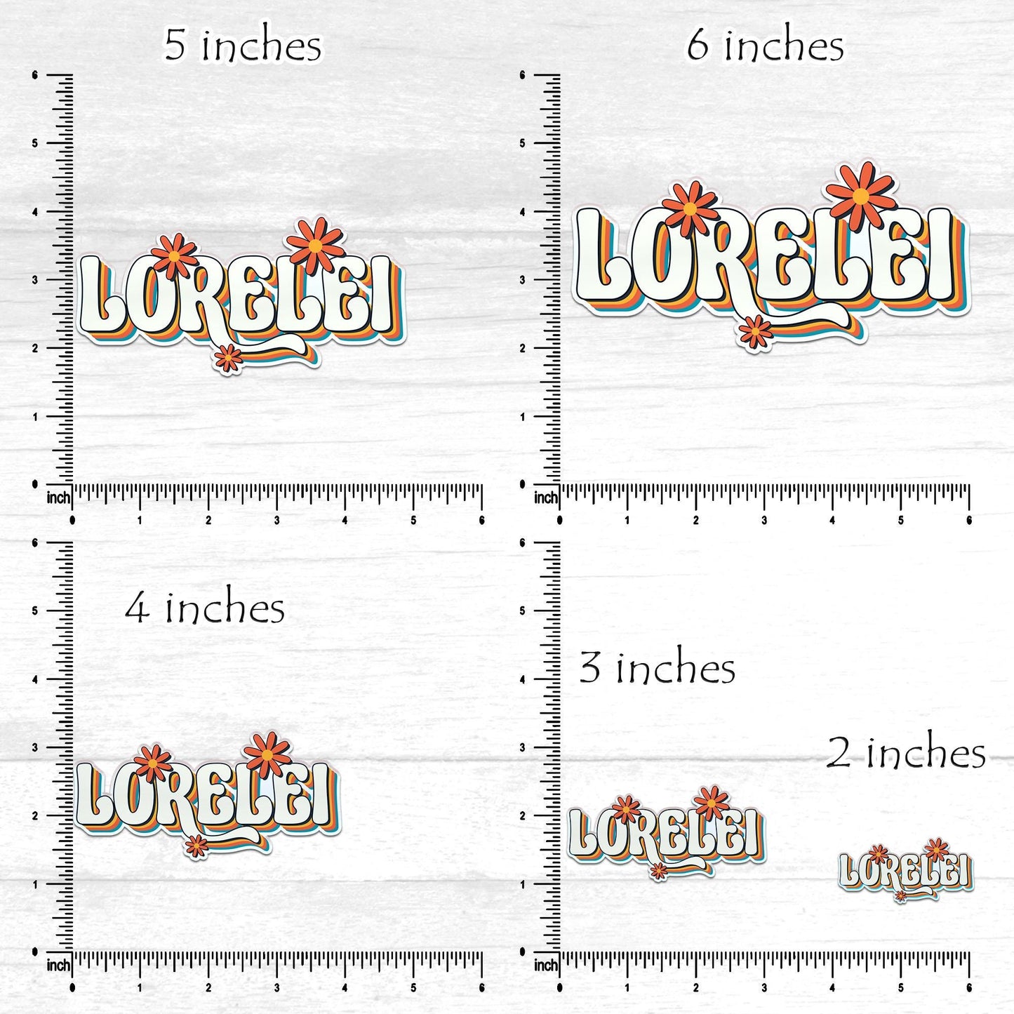 Personalized Daisy Name Sticker: Retro Hippie Vinyl Decal