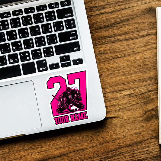 Custom Hockey Player Sticker: Personalized Name & Number, Waterproof Vinyl