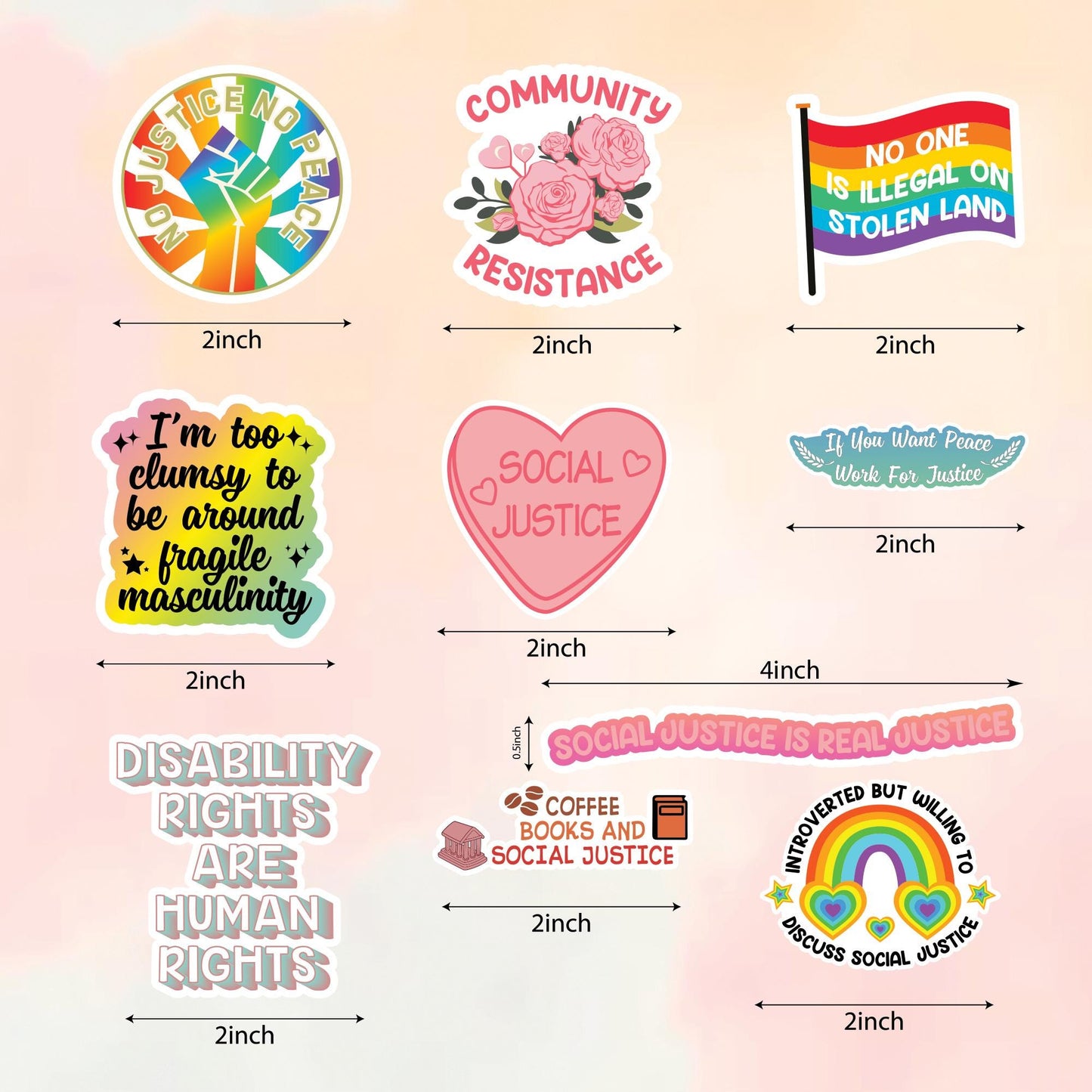 Social Justice Sticker Sheet: Human & Equal Rights, Feminist Decals