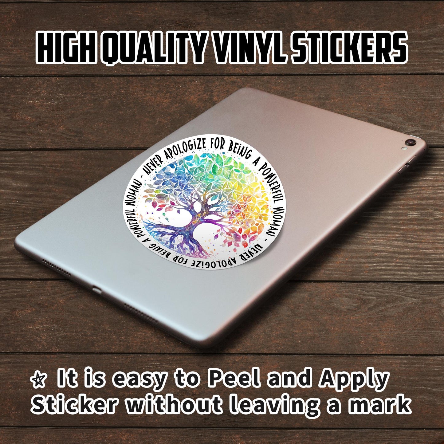 Feminist Vinyl Sticker: Rainbow Tree of Life, Strong Woman Decal