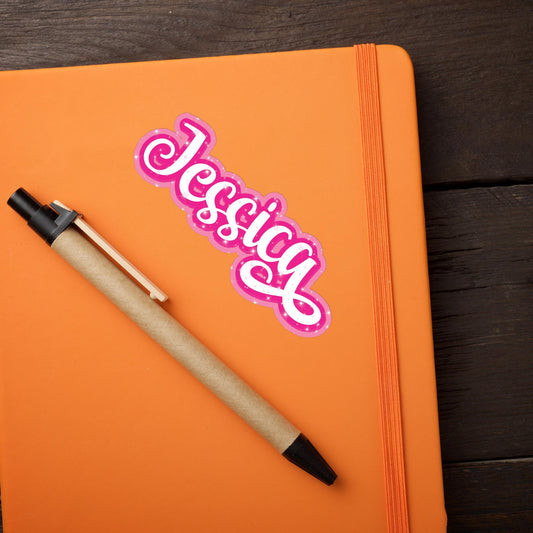 Personalized Name Sticker: Vintage Pink Doll Waterproof Vinyl Decal