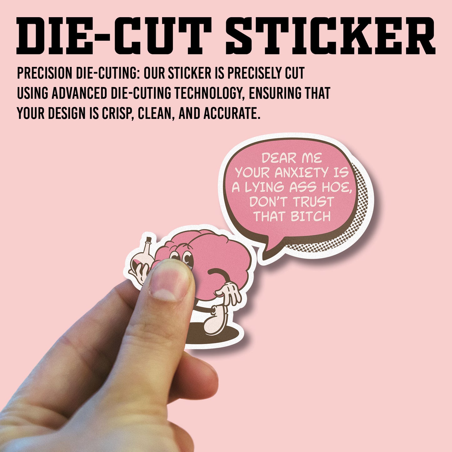 Dear Me Your Anciety Is A Lying As Hoe Dont Trust That Bitch Sticker, Anxiety Stickers, Mental Health Vinyl Decals, Waterproof, UV Resistant, for Laptop, Water Bottle, Journal, Notebook