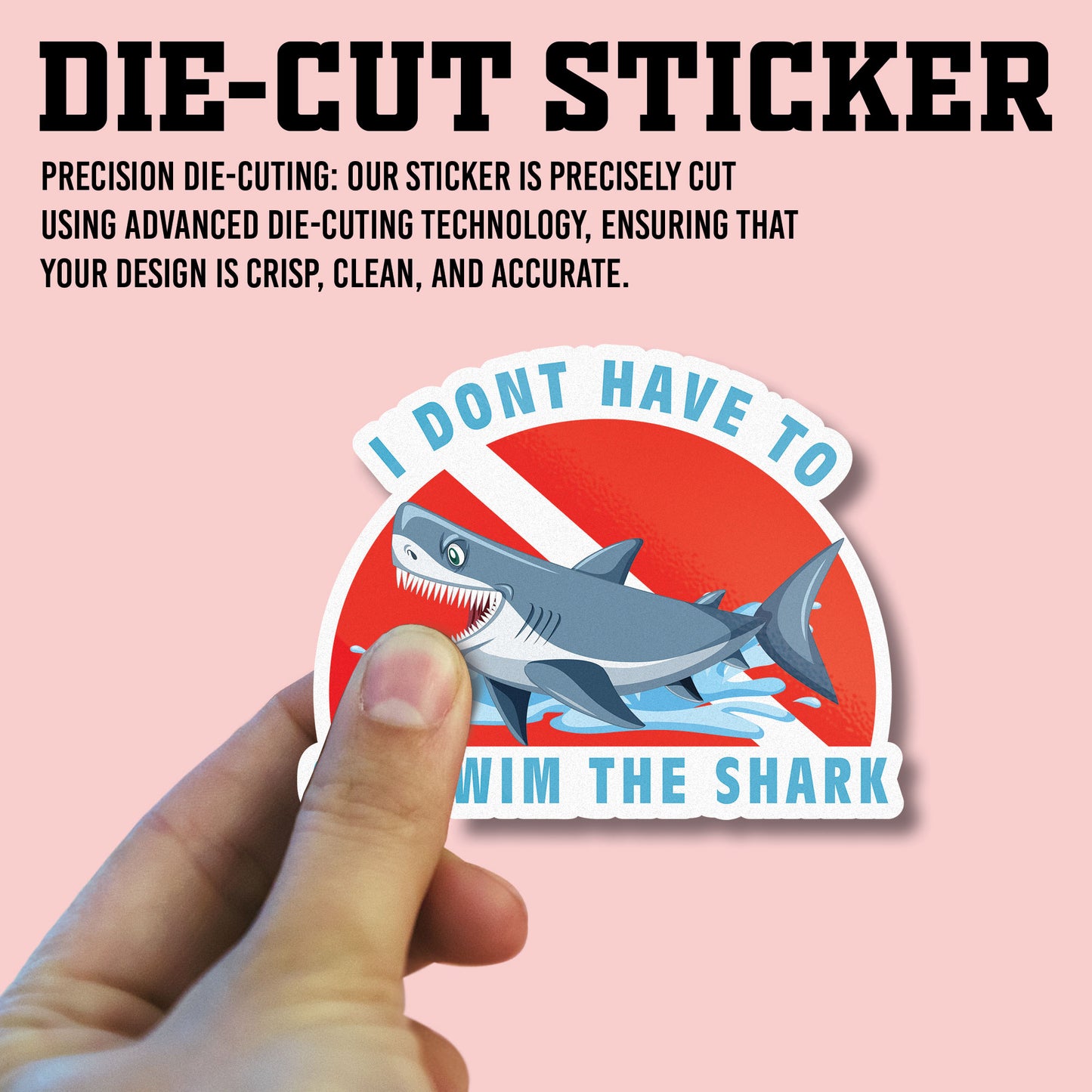 Diving I Dont Have To Outswim The Shark Sticker, Scuba Gear Stickers, Ocean Diving Vinyl Decals, Adventure Sport, Waterproof, UV Resistant, for Laptop, Water Bottle, Journal, Notebook