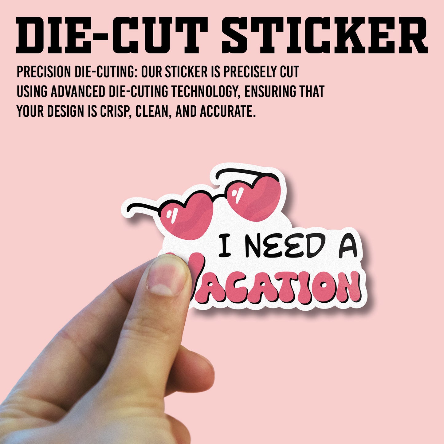 I Need a Vacation Sticker, Mental Health Stickers, Positive and Supportive Vinyl Decals, Waterproof, UV Resistant, for Laptop, Water Bottle, Notebook, Mirror, Scrapbook, Phone Case
