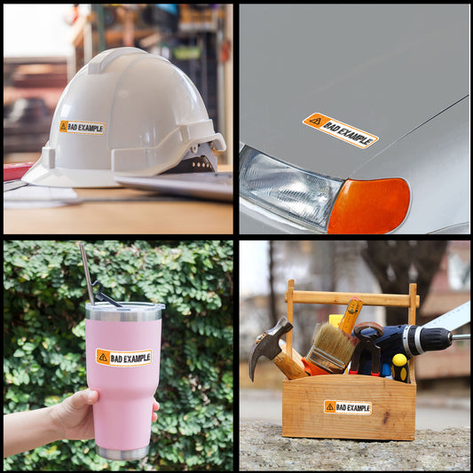 Bad Example Hardhat Stickers Funny Warning Stickers Waterproof Vinyl Decals for Hard Hat Laptop Helmet Water Bottle Stickers