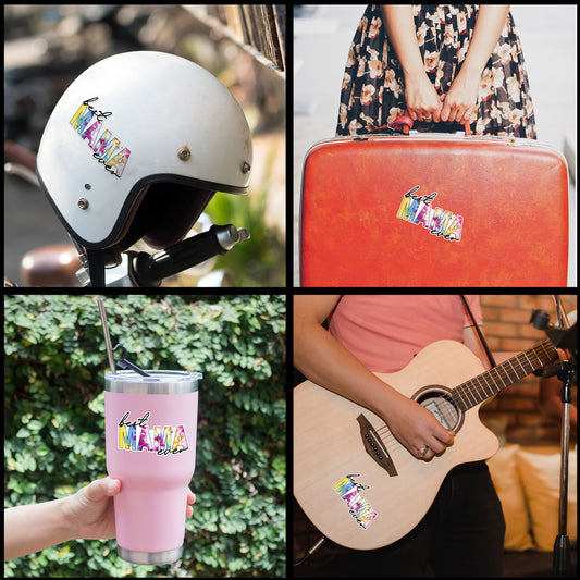 Best Mama Ever Sticker Colorful Momflife Cute Mothers Day Stickers Waterproof Vinyl Decals for Car Truck Laptop Helmet Hardhats Water Bottles Bicycle Luggage, Blue Collar Stickers