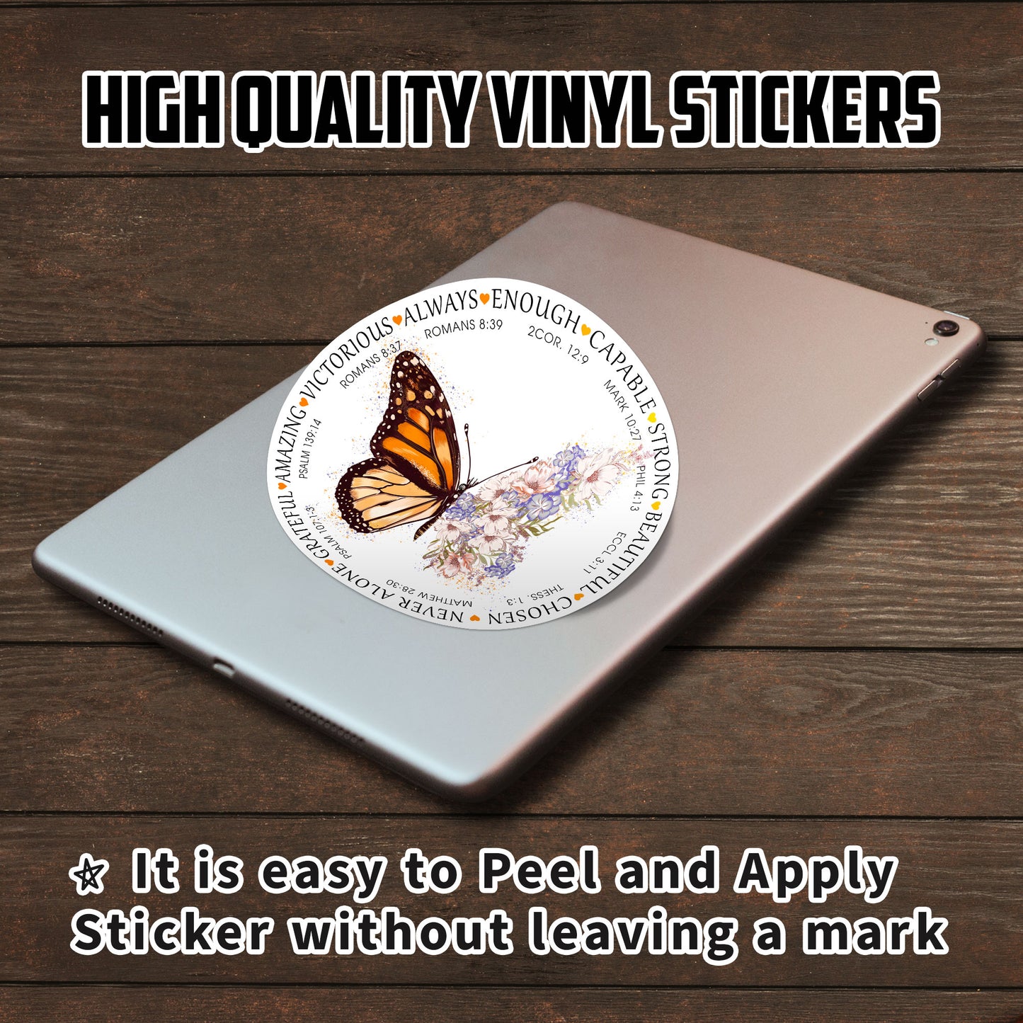 Bible Stickers Inspirational Christian Journaling Stickers Floral Butterfly Stickers Waterproof Vinyl Decals for Car Truck Laptop Helmet Water Bottles Bicycle Luggage Stickers