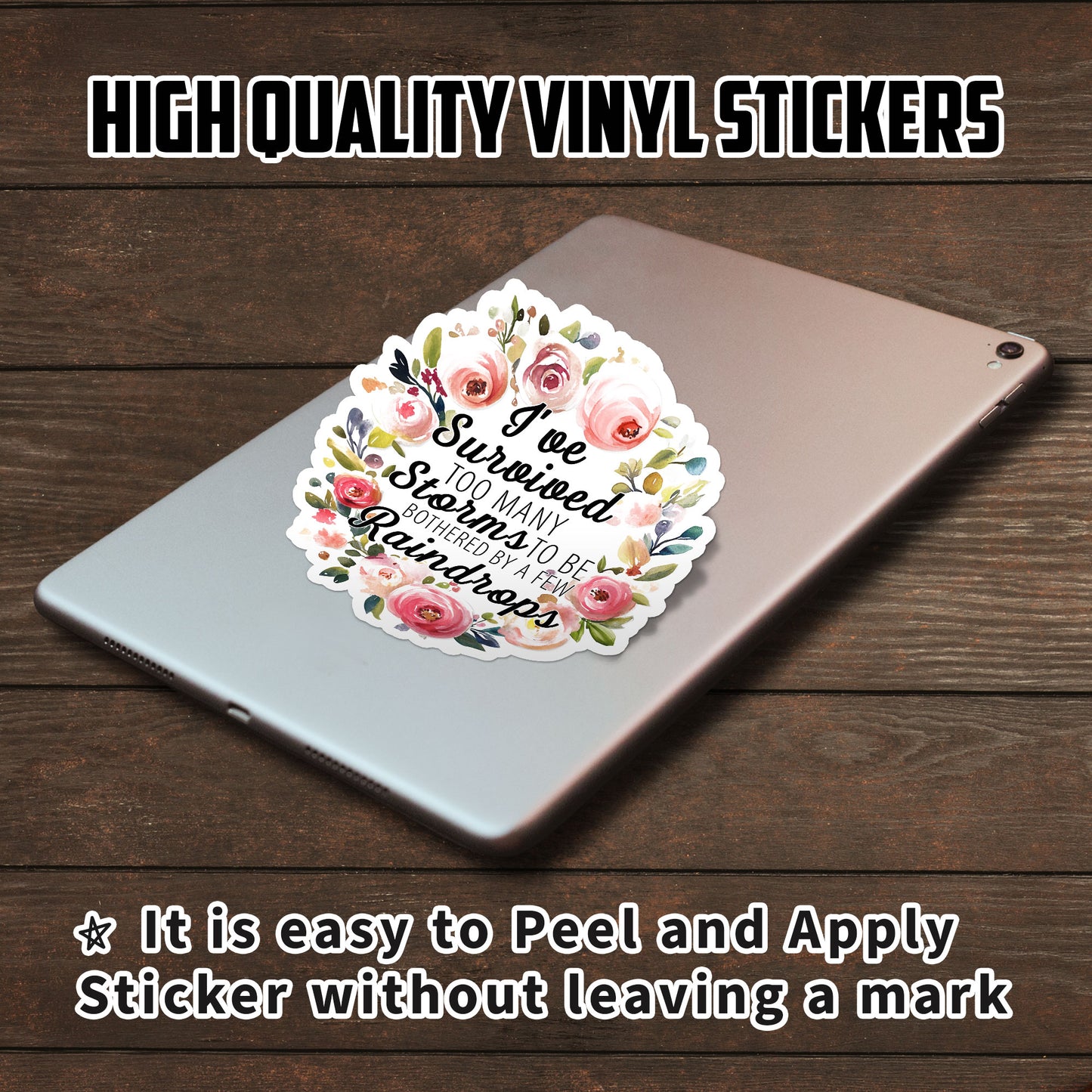 Ive Survived Too Many Storms Stickers Metal Health Spring Flower Stickers Waterproof Vinyl Decals for Car Truck Laptop Helmet Water Bottles Bicycle Luggage Stickers
