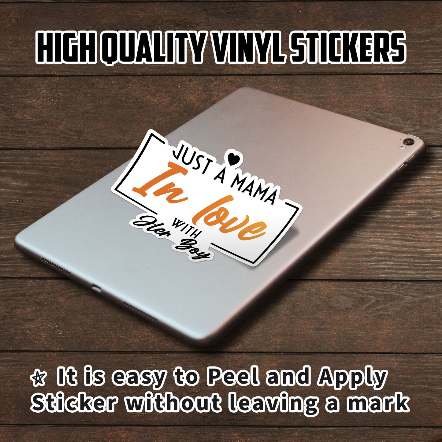 Just Mama In Love With Her Boy Sticker Funny Mother Day Stickers Waterproof Vinyl Decals for Car Truck Laptop Helmet Hardhats Water Bottles Bicycle Luggage, Blue Collar Stickers