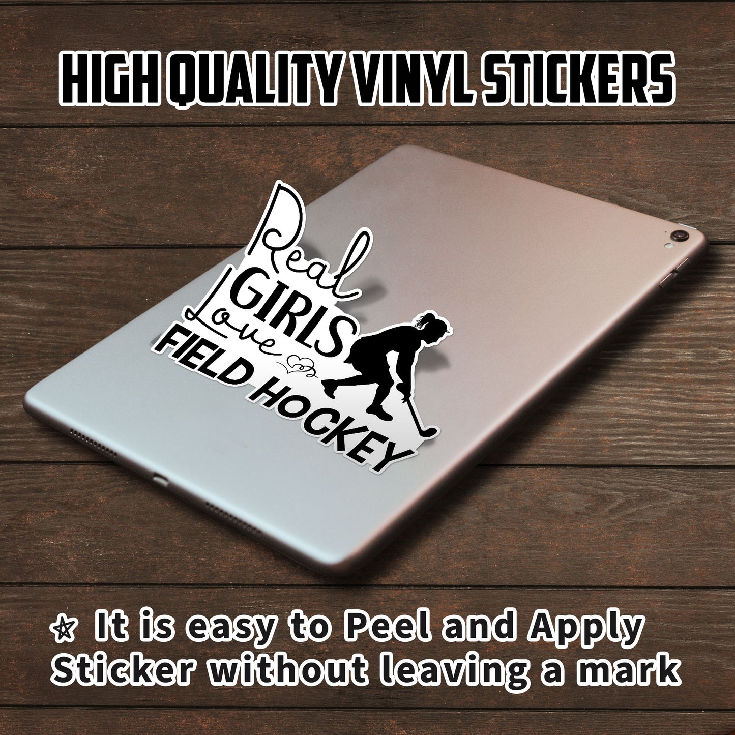 Real Girls Love Field Hockey Sticker Funny Girl Sports Motivational Waterproof Vinyl Decals for Car Truck Laptop Helmet Water Bottles Bicycle Luggage Stickers