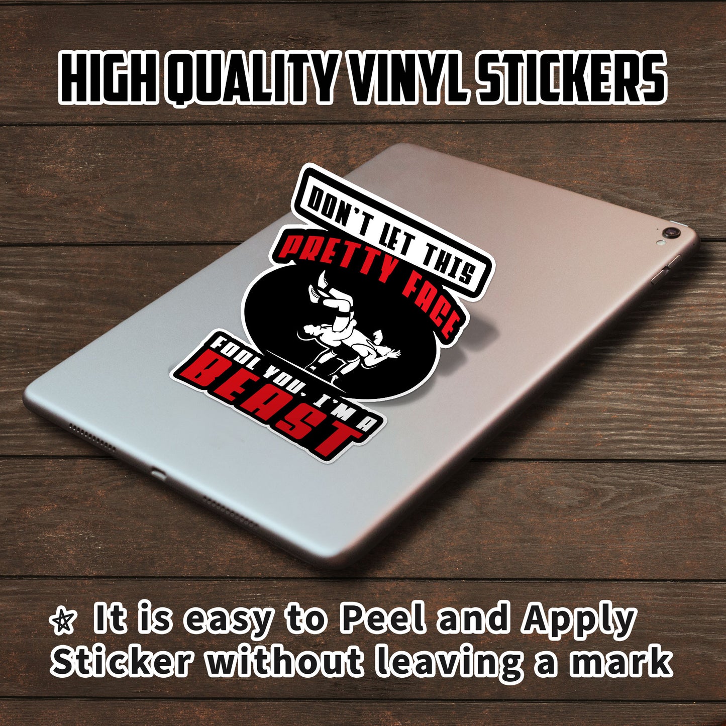 Dont Let This Pretty Face Fool You Sticker Funny Wrestling Wrestler Saying Stickers Waterproof Vinyl Decals for Car Truck Laptop Helmet Hardhats Water Bottles Bicycle Luggage, Blue Collar Stickers