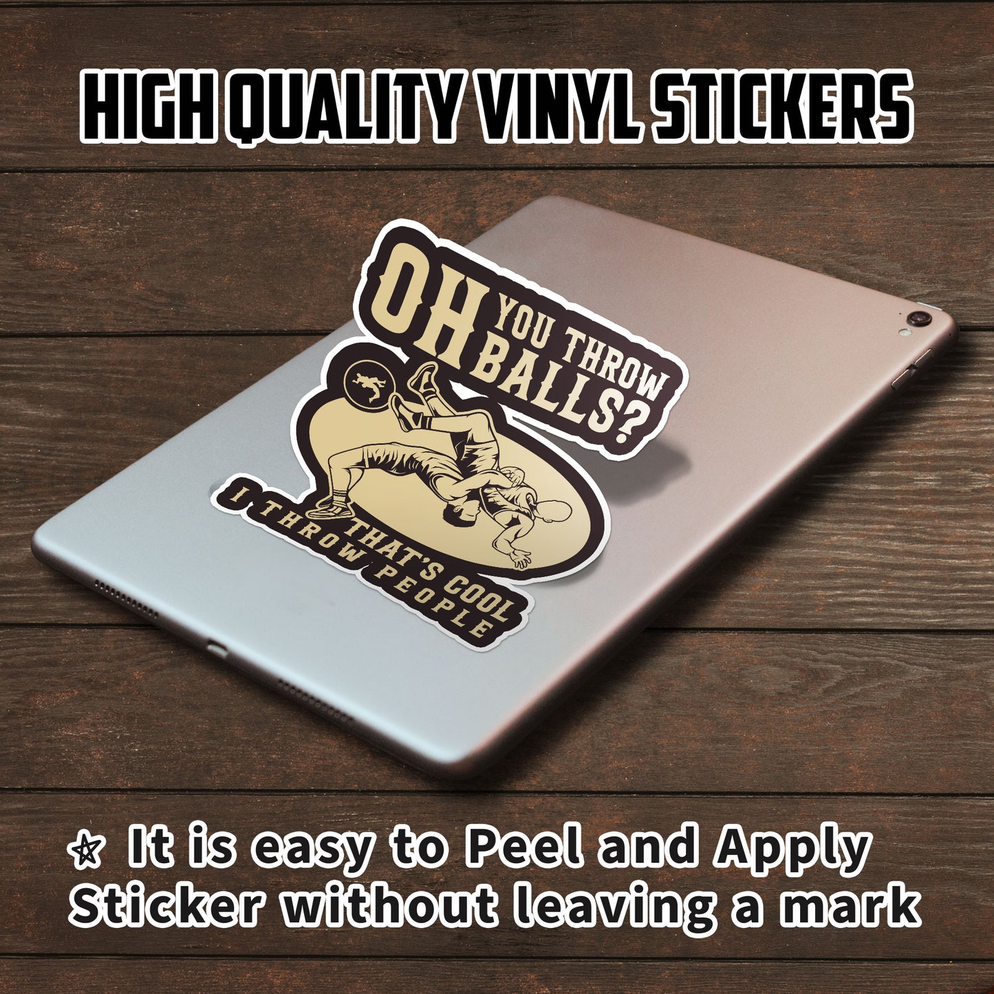 Oh You Throw Balls Thats Cool I Throw People Sticker Wrestling Wrestler Joke Stickers Waterproof Vinyl Decals for Car Truck Laptop Helmet Hardhats Water Bottles Bicycle Luggage, Blue Collar Stickers