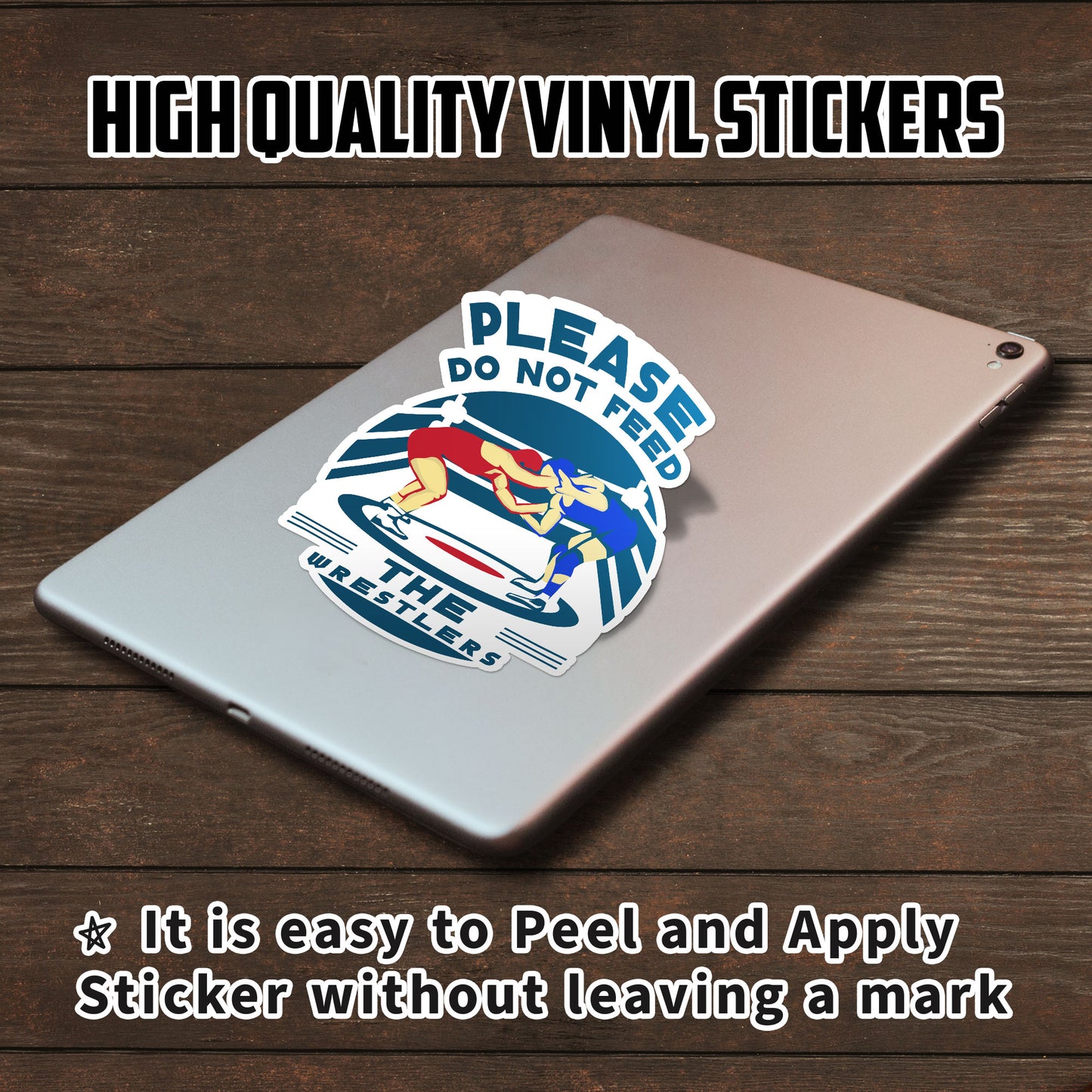 Please Do Not Feed The Wrestlers Stickers Funny Wrestling Sticker Waterproof Vinyl Decals for Car Truck Laptop Helmet Hardhats Water Bottles Bicycle Luggage, Blue Collar Stickers