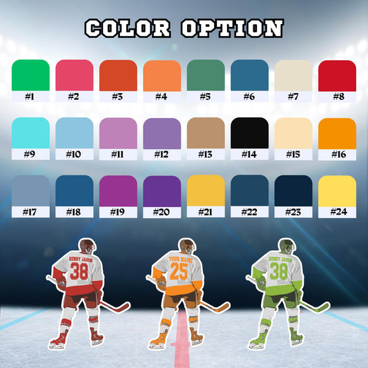 Personalized Hockey Jersey Vinyl Decal: Custom Name & Number, Waterproof Sticker
