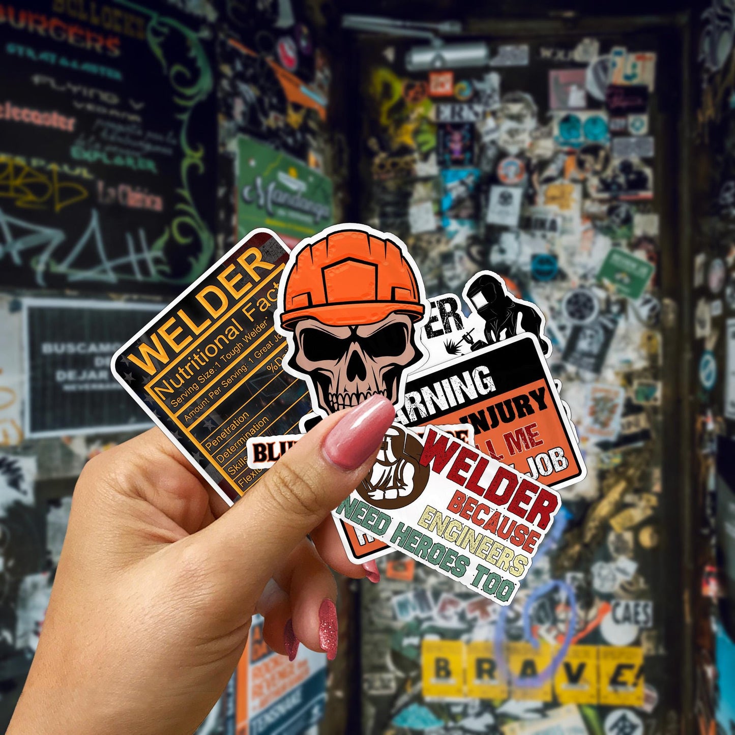 Welder Hard Hat Stickers: Funny Construction Helmet Decals - 10 PC