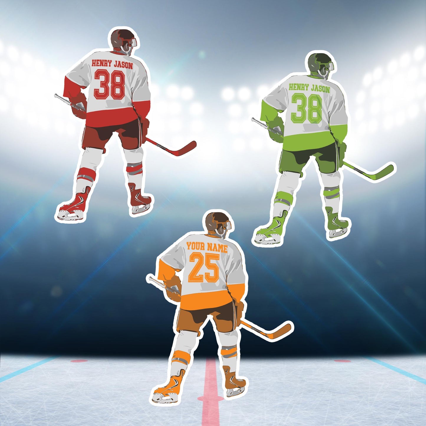Personalized Hockey Jersey Vinyl Decal: Custom Name & Number, Waterproof Sticker