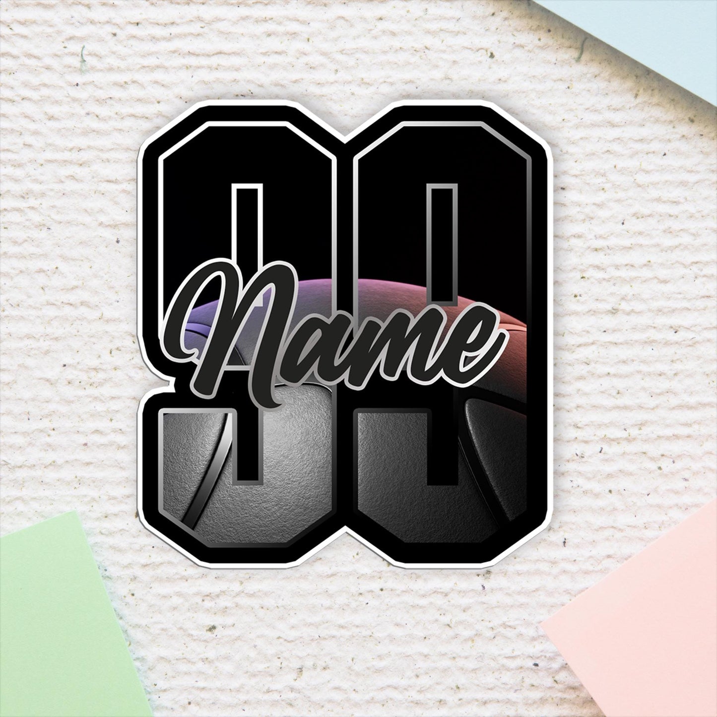 Custom Basketball Name & Number Sticker: Waterproof Vinyl Decal