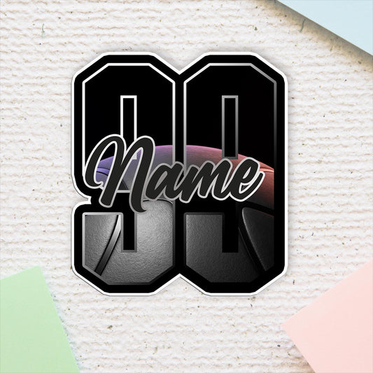 Custom Basketball Name & Number Sticker: Waterproof Vinyl Decal