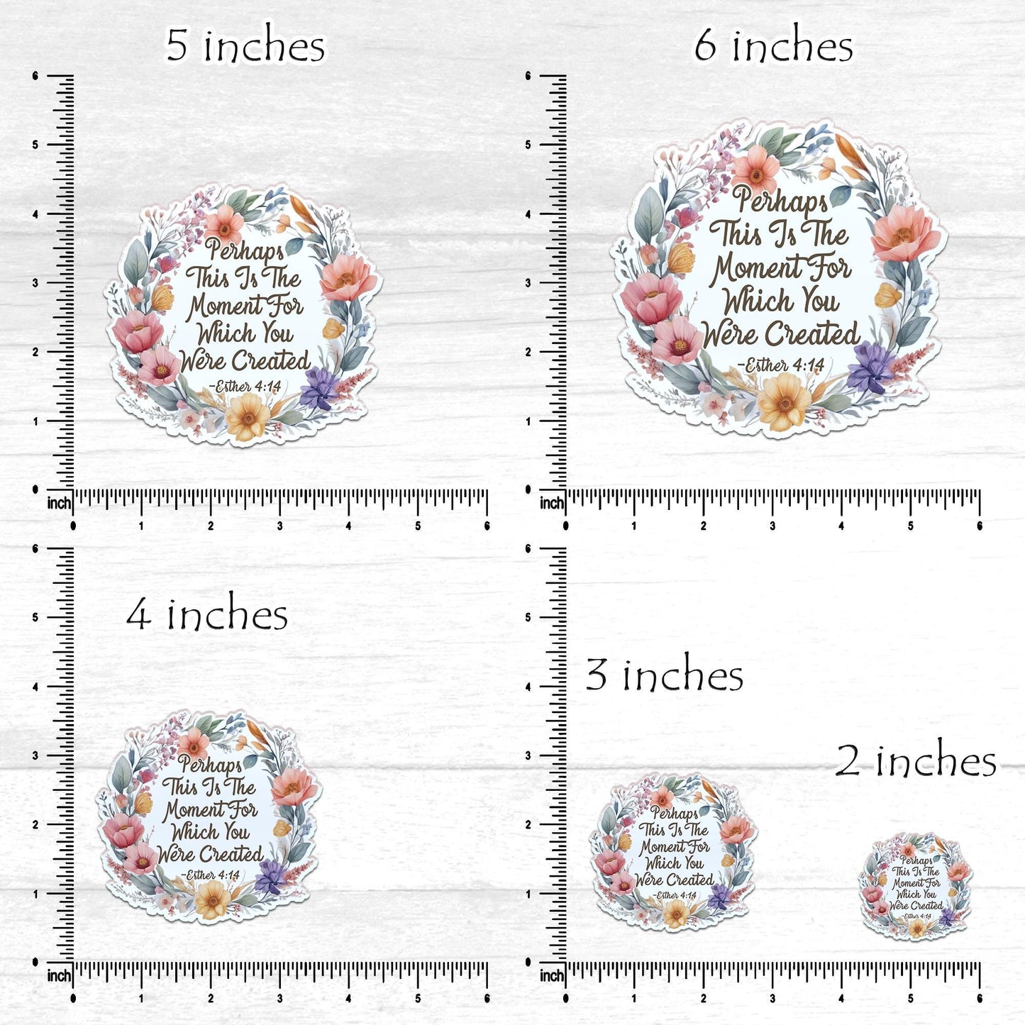 Perhaps This Is The Moment Sticker, Floral Laptop Sticker, Created With A Purpose, Bible Stickers, Car Decal For Women, Esther 414 Decal