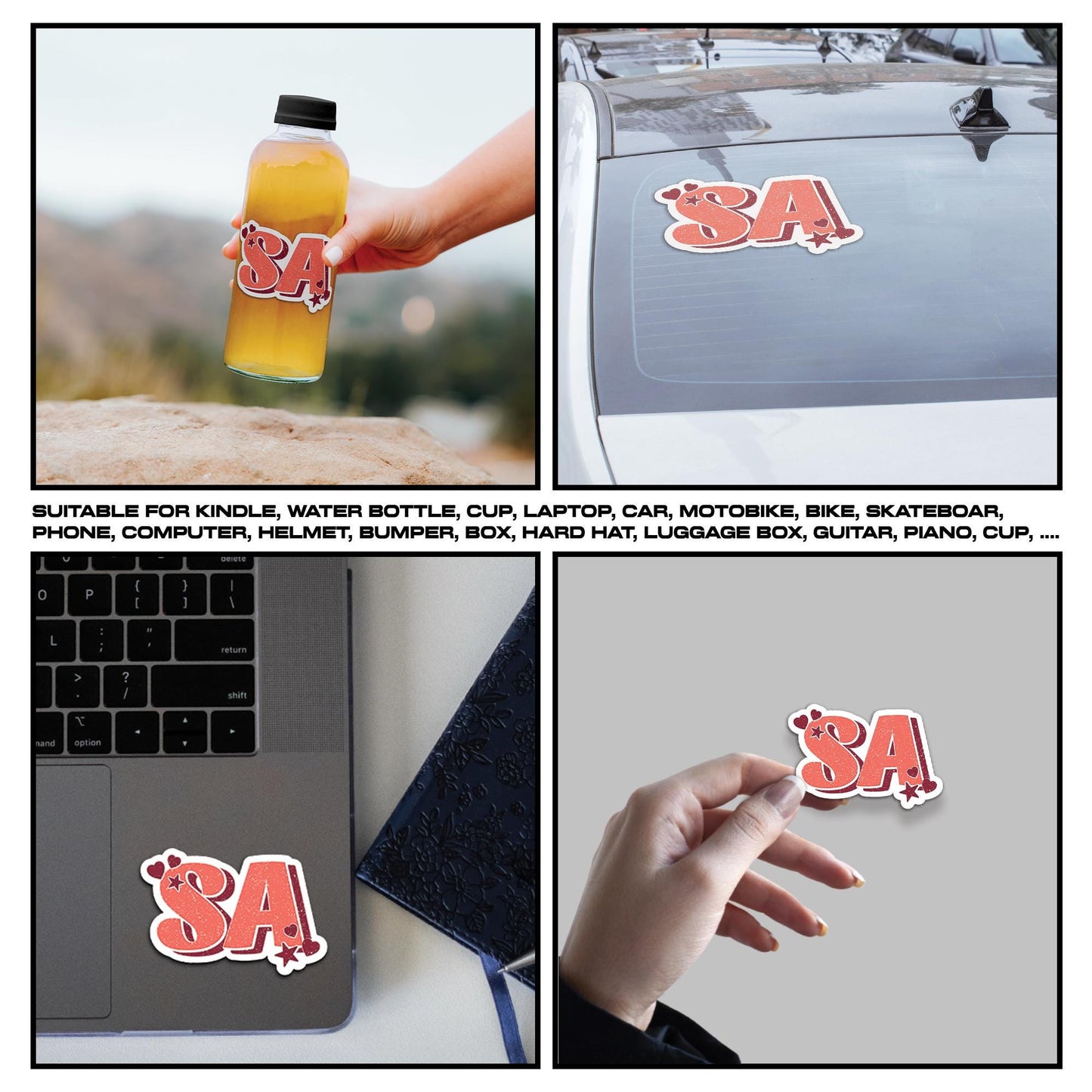Personalized Name Vinyl Sticker: Custom Monogram Decal for Laptop, Water Bottle