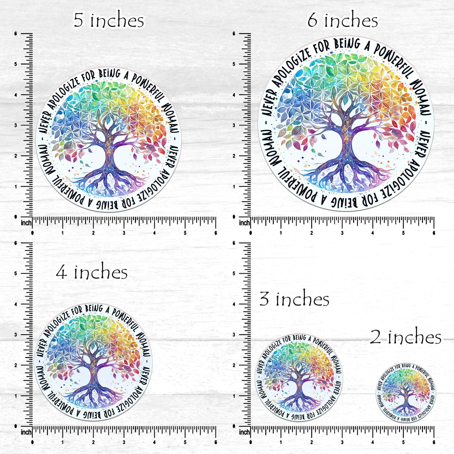 Feminist Vinyl Sticker: Rainbow Tree of Life, Strong Woman Decal