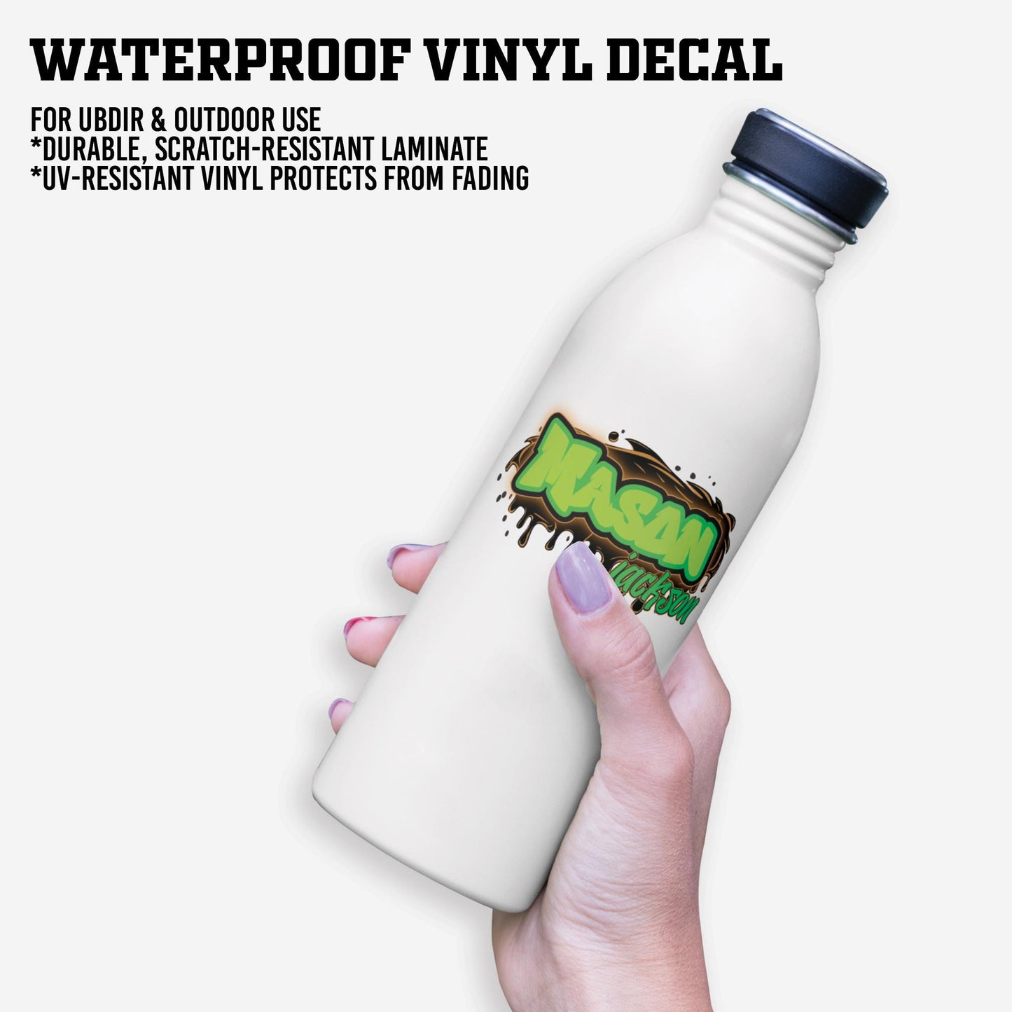 Custom Name Sticker: Personalized Die-Cut Vinyl Graffiti Decal Sticker for Water Bottle, Laptop, Cup, Toolboxes, Daycare Labels