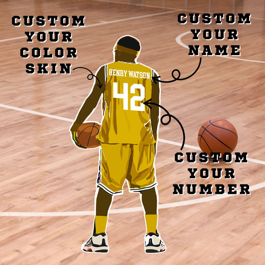 Personalized Basketball Player Sticker: Custom Name & Number Decal