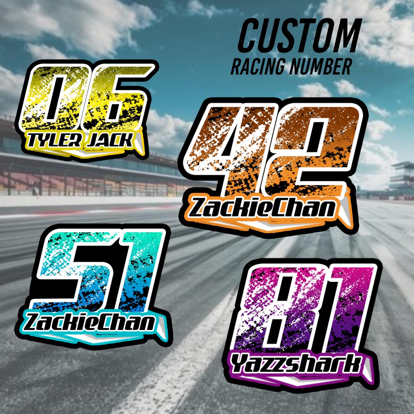 Custom Racing Name Number Sticker Waterproof Vinyl Decal Sticker