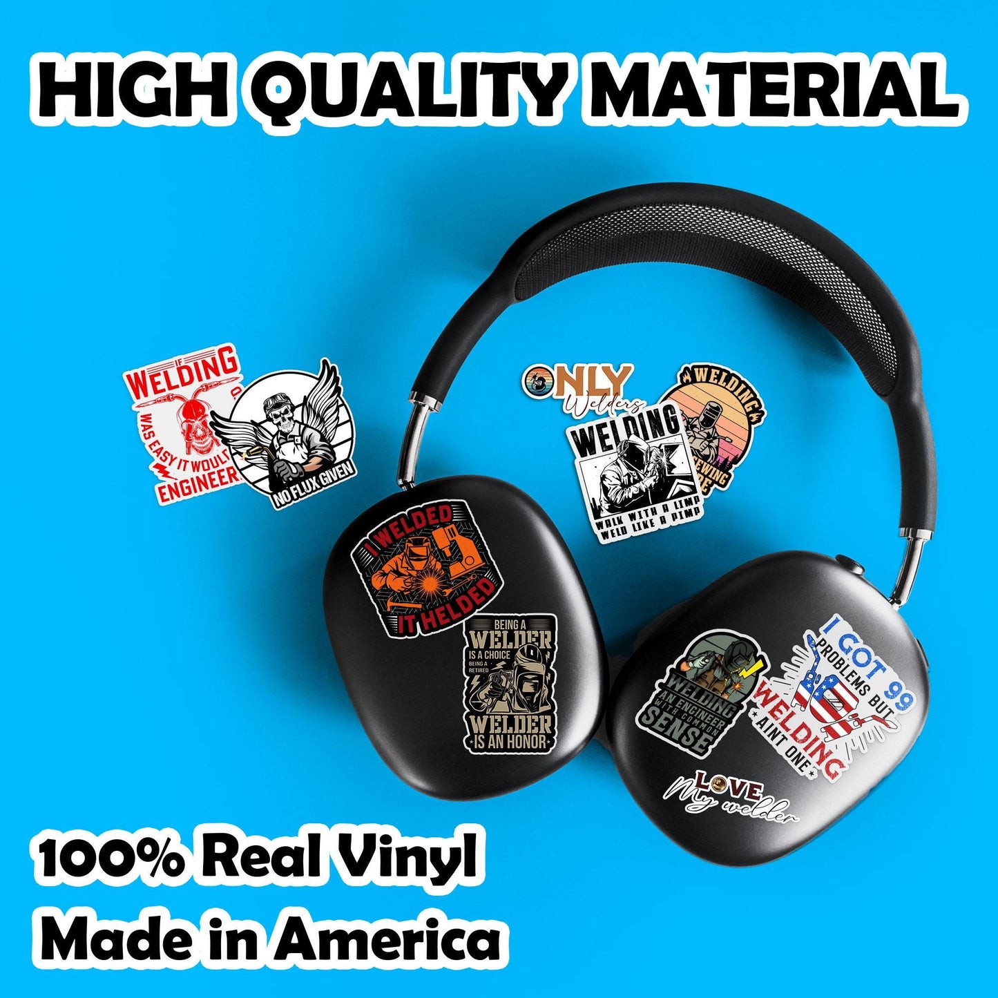 Welder Hard Hat Stickers: Blue Collar Welding Decals - Pack of 10