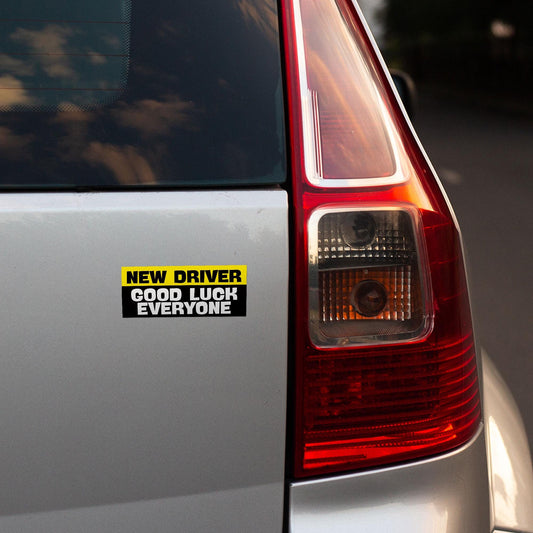 Funny New Driver Car Decal: Weatherproof Vinyl Bumper Sticker