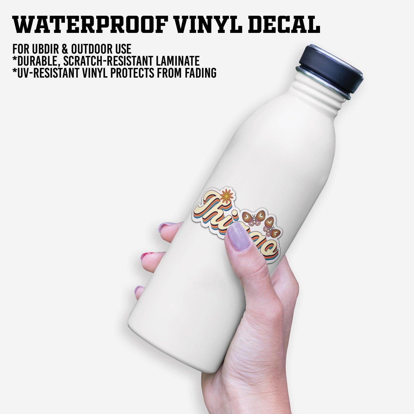 Custom Retro Name Sticker: Custom Groovy Daisy Decal, Waterproof Vinyl Decal for Water Bottles, Laptop, Daycare labels