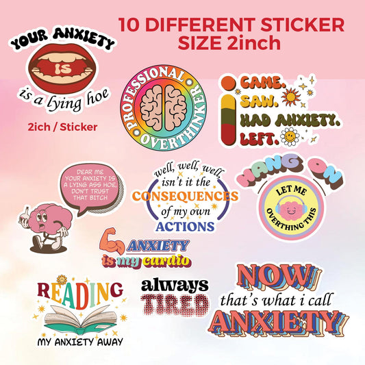 Anxiety Relief Stickers: 10 Pack Sensory Fidget Decals - Mental Health