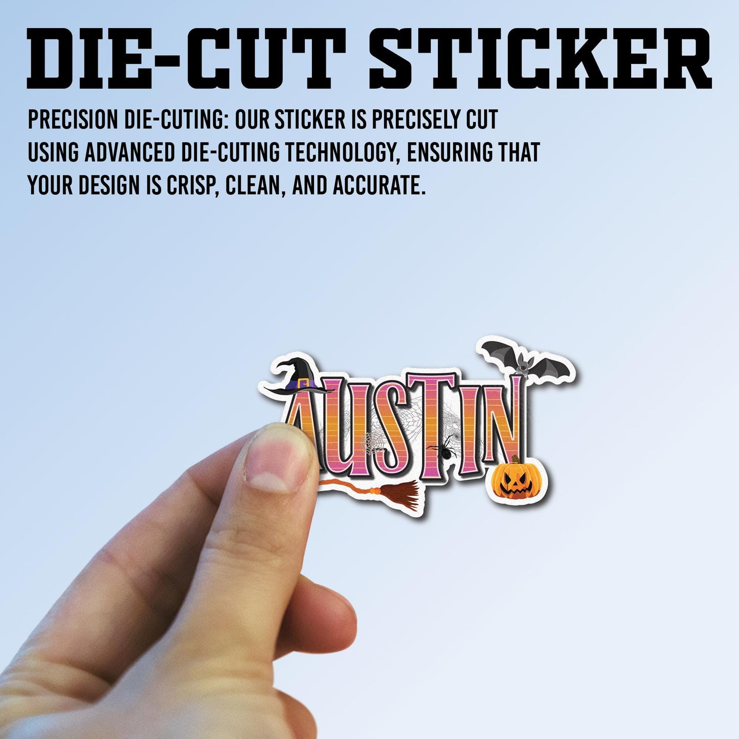 Custom Name Sticker, Halloween Name Sticker, Personalized Water-Resistant Vinyl Decal for Water Bottle, Helmet, Tool Boxes