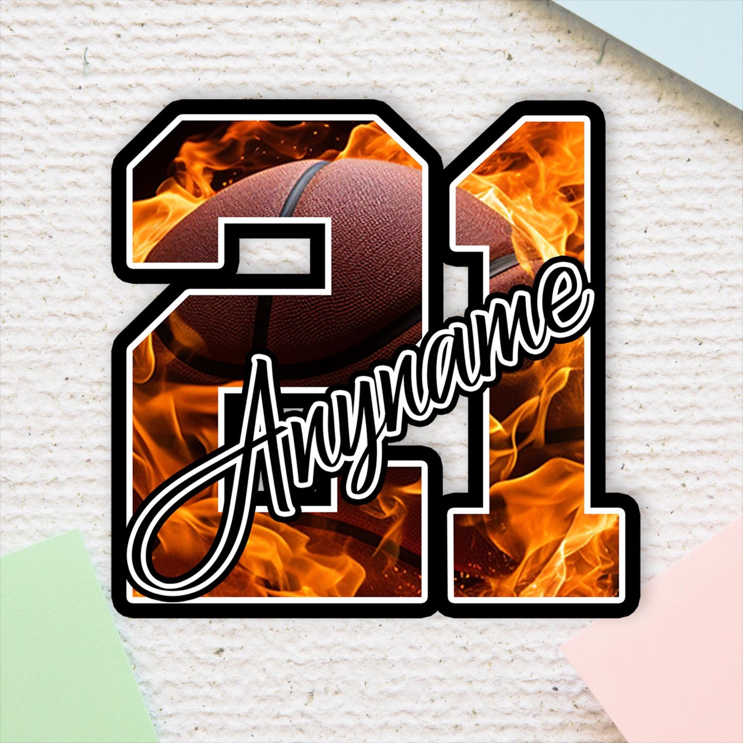 Custom Basketball Name & Number Sticker: Waterproof Vinyl Decal