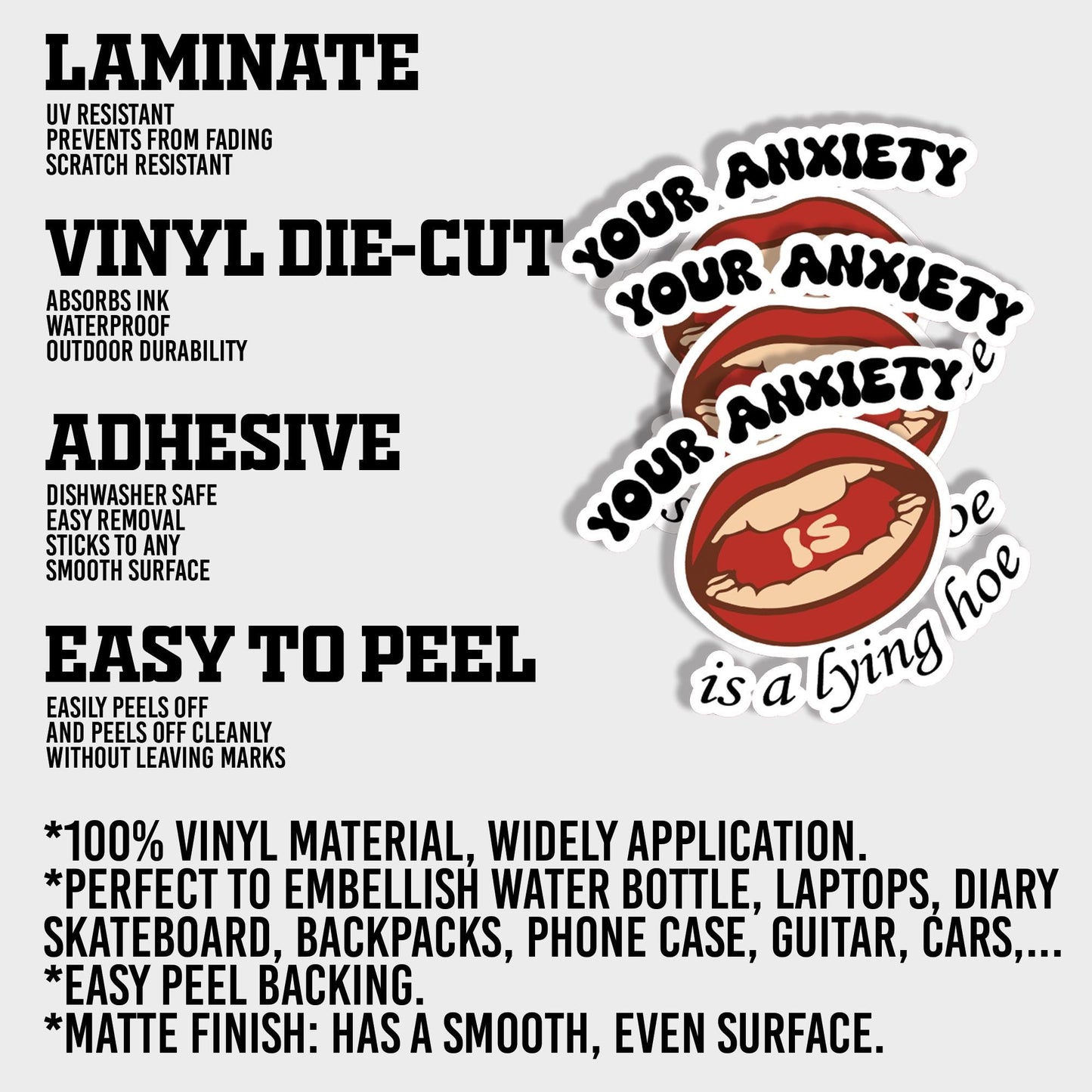 Anxiety Relief Stickers: 10 Pack Sensory Fidget Decals - Mental Health