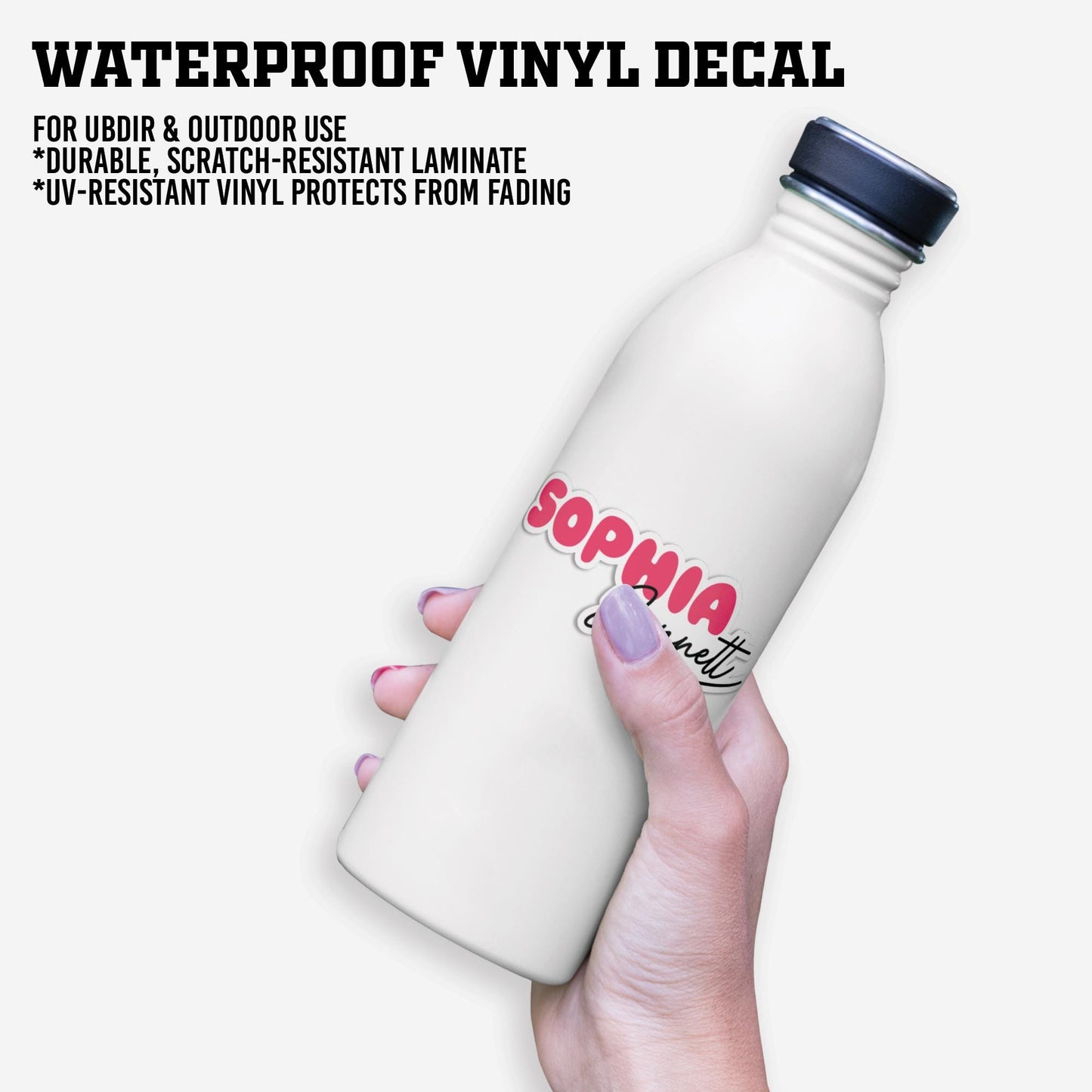 Waterproof Custom Name Vinyl Decal: Personalized Water Bottle & Laptop Sticker