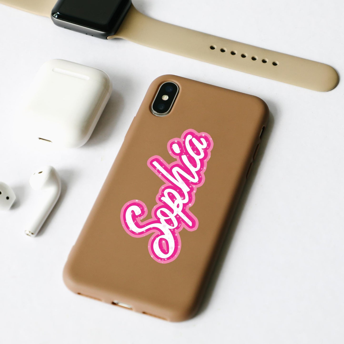 Personalized Name Sticker: Vintage Pink Doll Waterproof Vinyl Decal