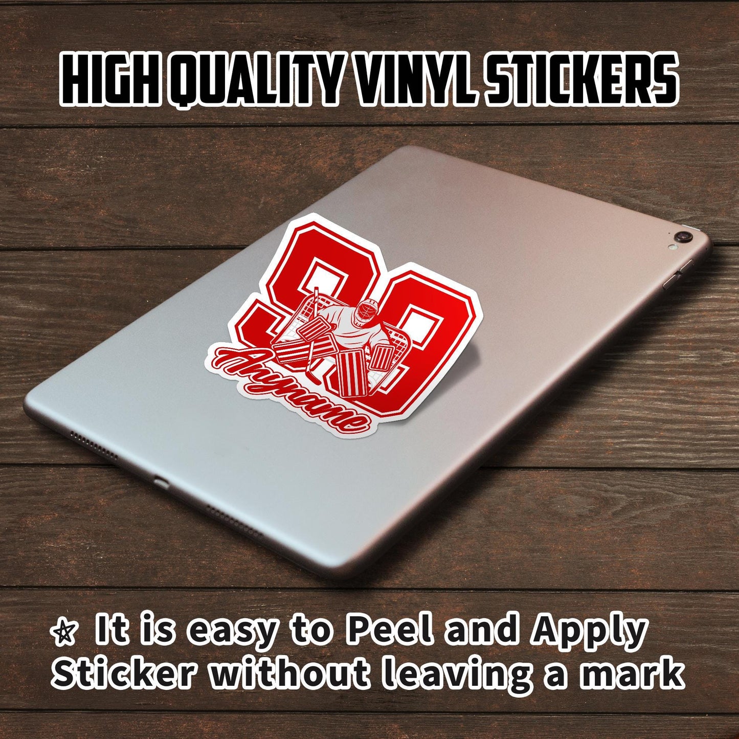 Custom Hockey Goalie Sticker: Personalized Name & Number, Waterproof Vinyl