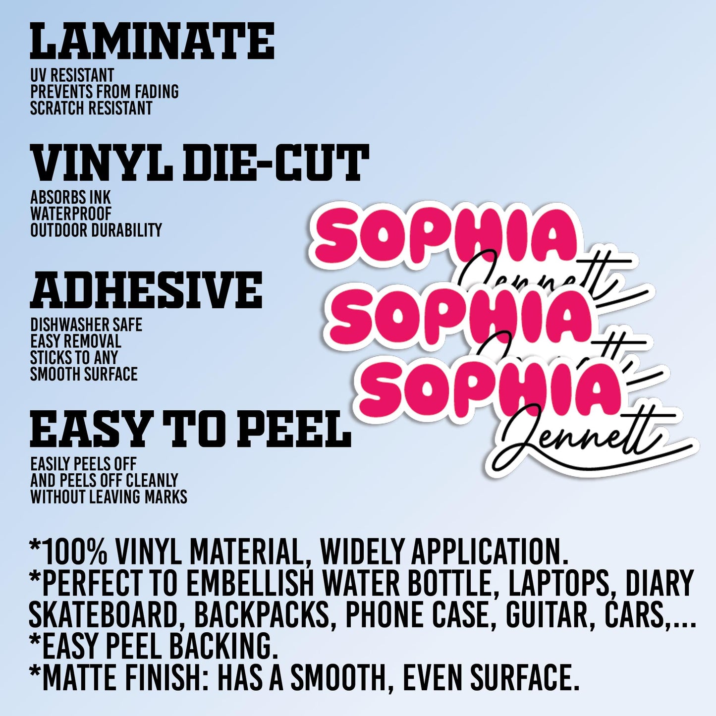 Waterproof Custom Name Vinyl Decal: Personalized Water Bottle & Laptop Sticker