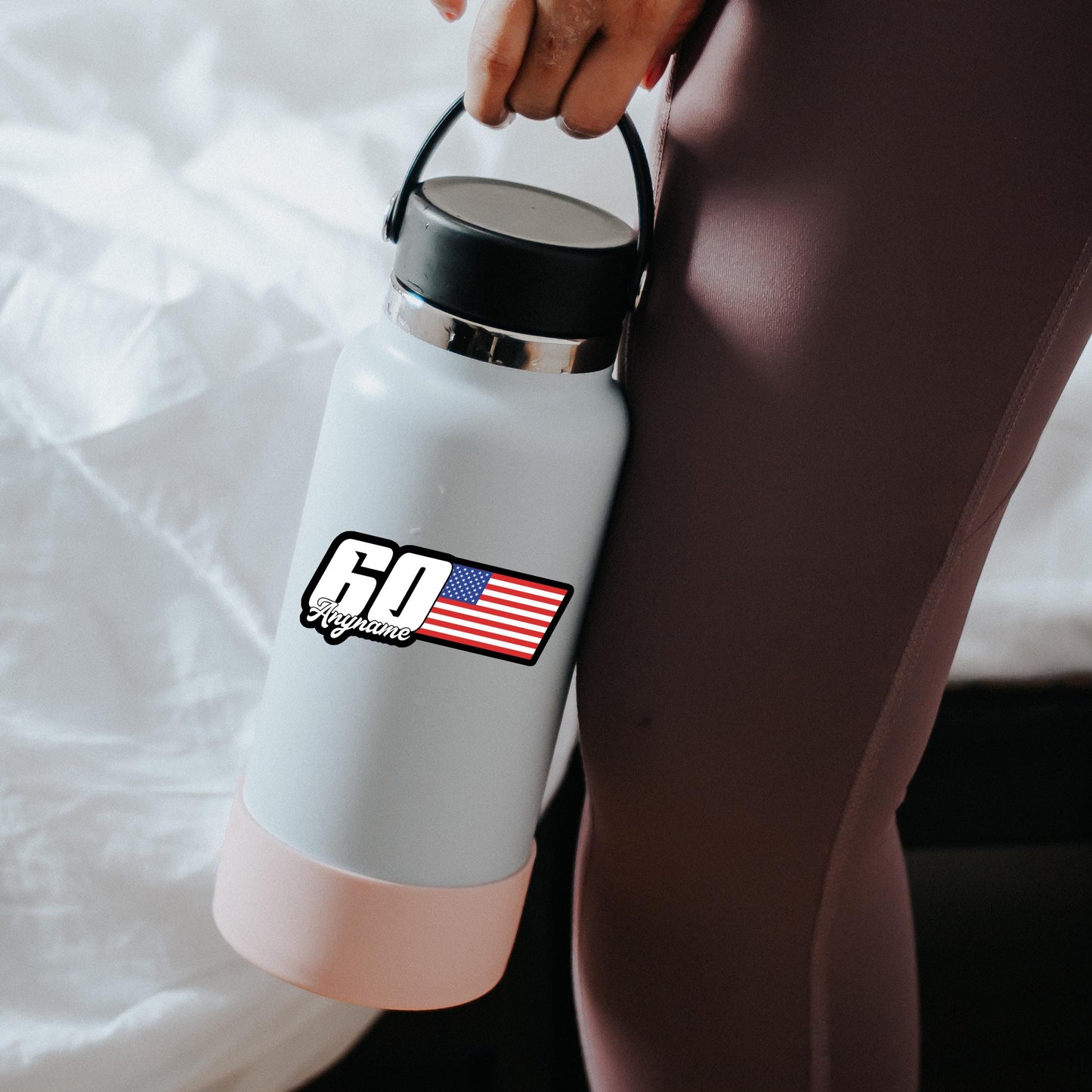 Custom Sticker Name and Flag, Personalized Waterproof Vinyl Decal for Water Bottles, Cars, Bikes, Laptops - Racing, Sport, Initial, Monogram
