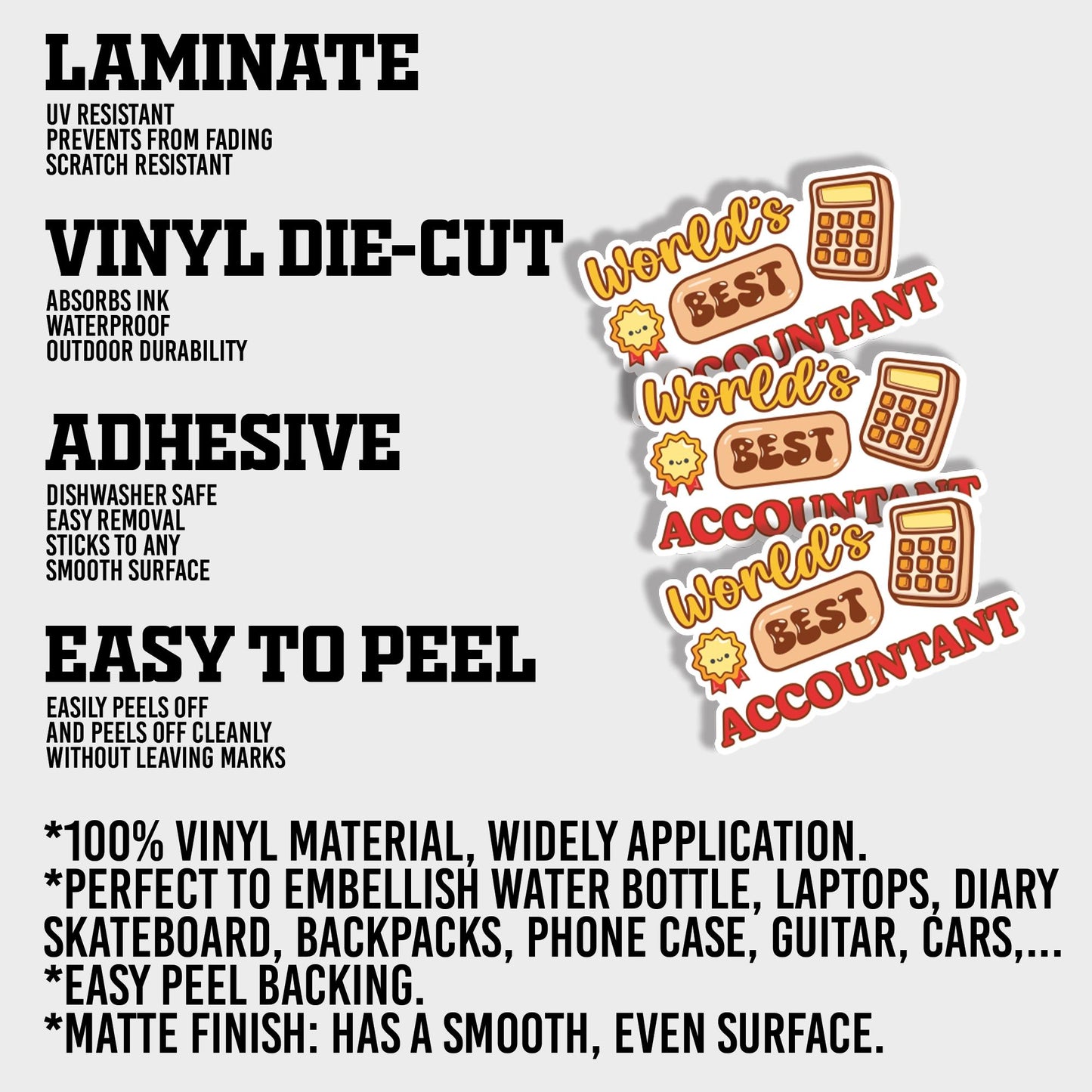 CPA Accountant Sticker Sheet (10 pcs) - Funny Waterproof Vinyl Decals
