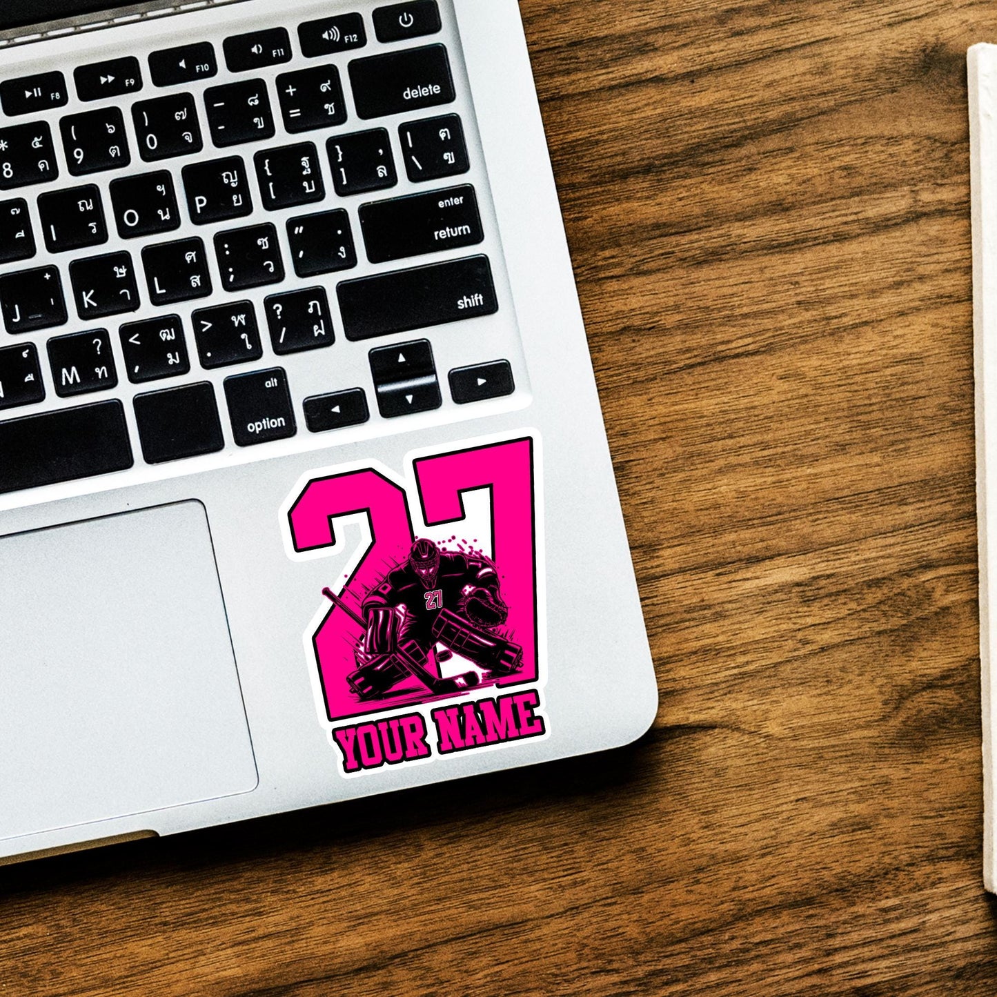 Custom Hockey Player Sticker: Personalized Name & Number, Waterproof Vinyl