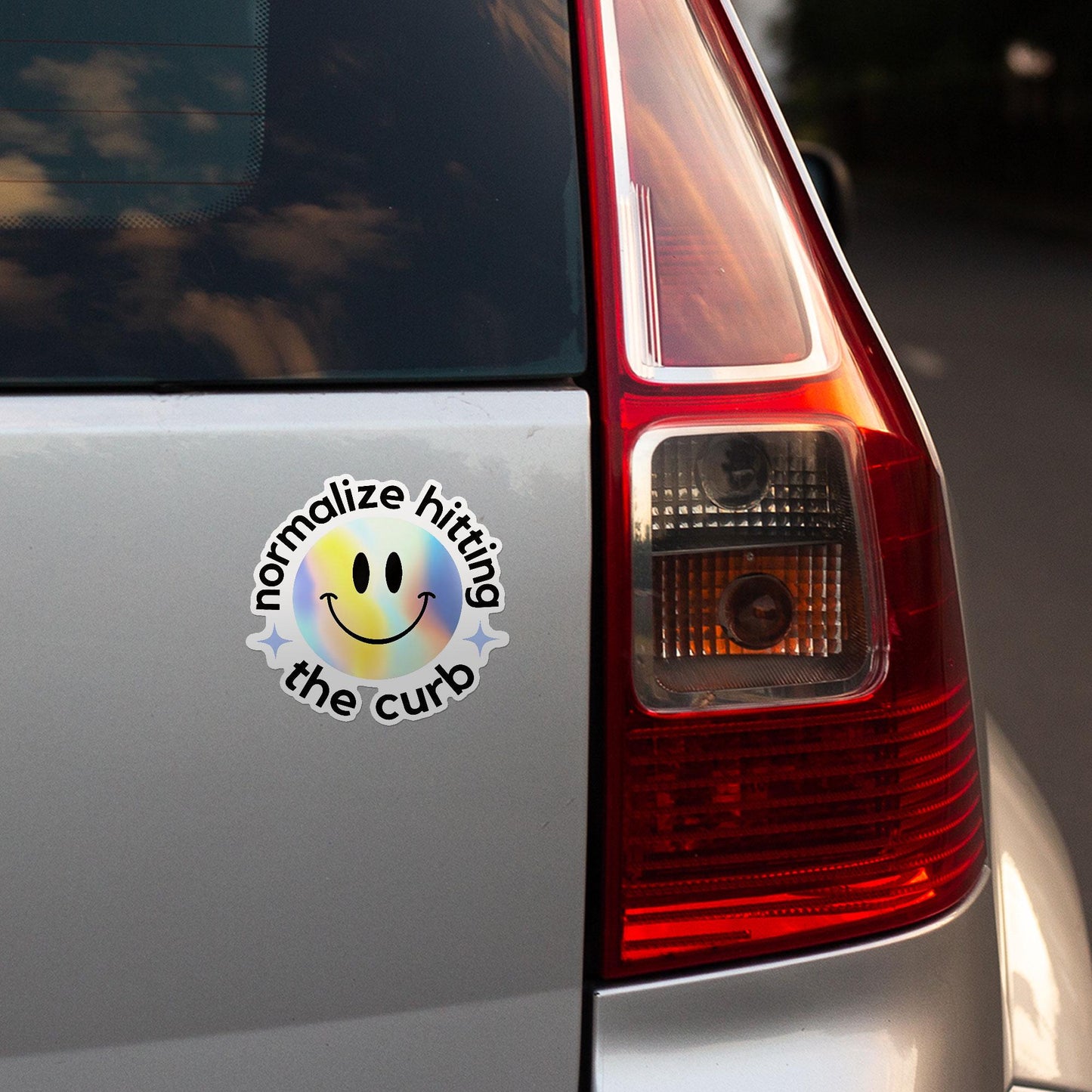 Normalize Hitting The Curb Sticker: Funny Meme Waterproof Vinyl Decal