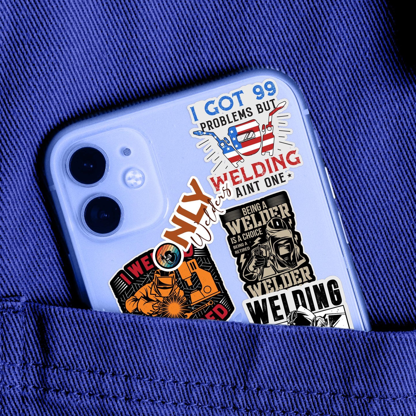 Welder Hard Hat Stickers: Blue Collar Welding Decals - Pack of 10