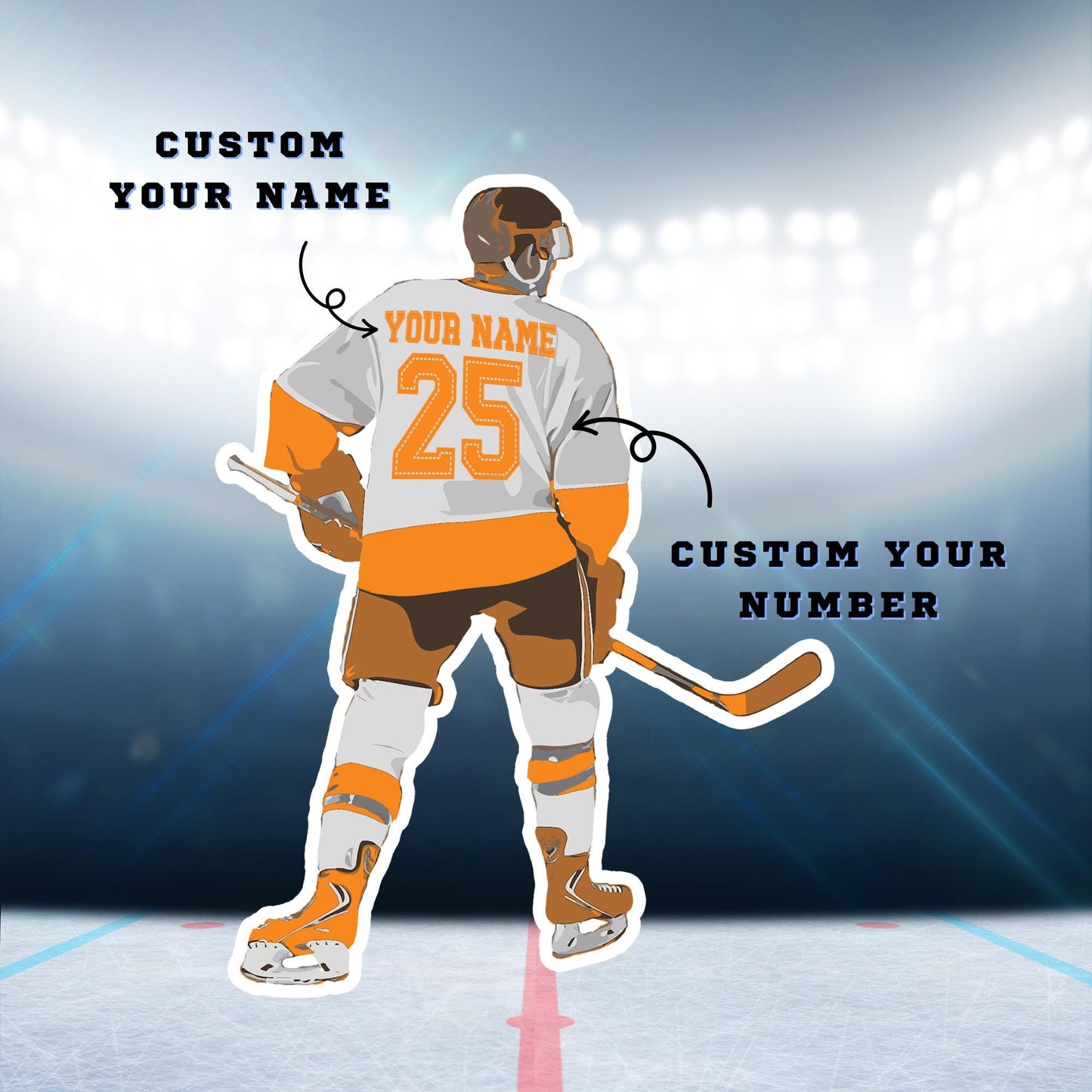 Personalized Hockey Jersey Vinyl Decal: Custom Name & Number, Waterproof Sticker