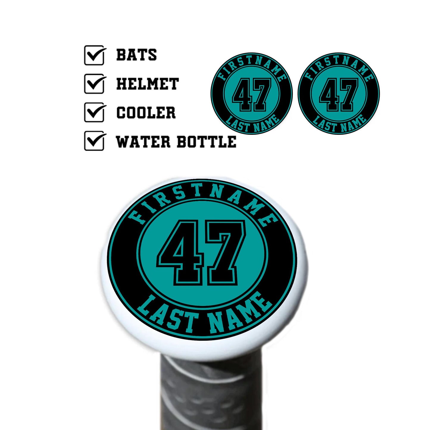 Custom Baseball Bat Knob Sticker: Personalized Player Name