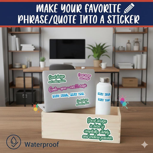 Custom Text Sticker, Personalized Text Die-Cut Sticker: Waterproof Vinyl Decal for Water Bottle, Laptop, Cup, Tool Box, Ideal Gift Sticker